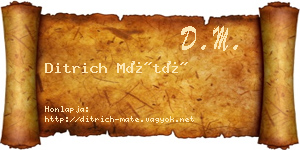 Ditrich Máté névjegykártya