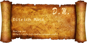 Ditrich Máté névjegykártya